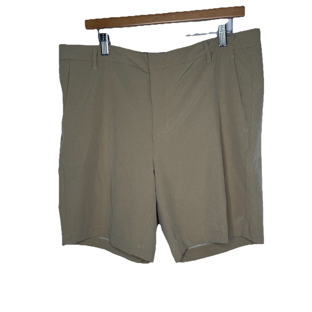 All In Motion Mens 38 Khaki Stretch Performance Shorts Lightweight Active